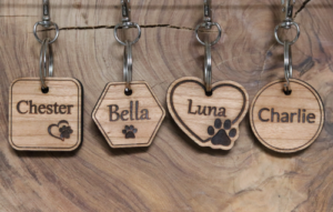 custom laser cut wooden dog tags